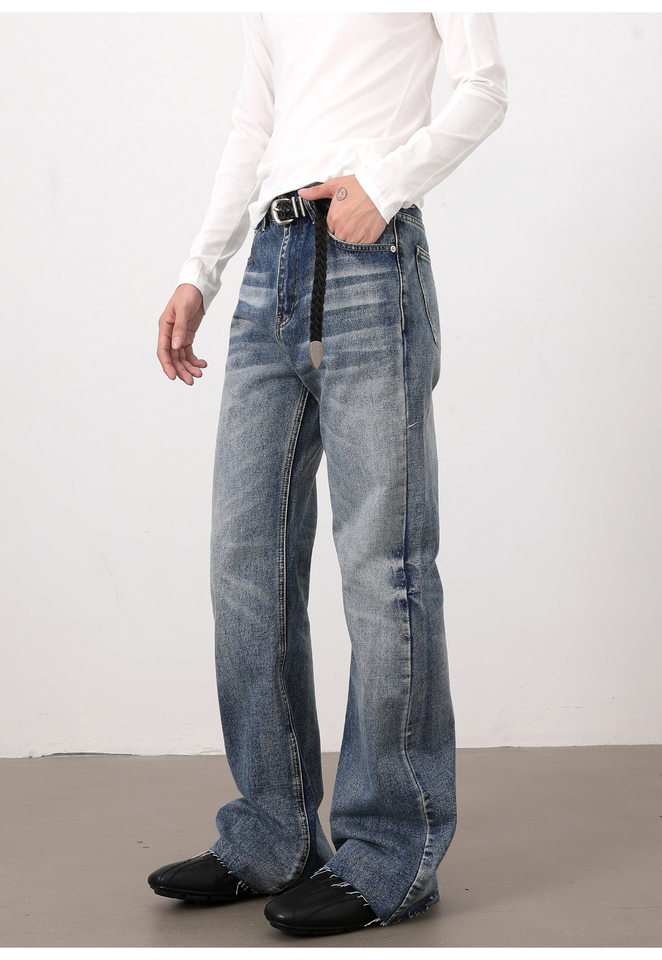 Quần jeans nam dáng loe nhẹ ống đứng cạp vừa phong cách Hàn Quốc — Màu xanh dương chi tiết 12