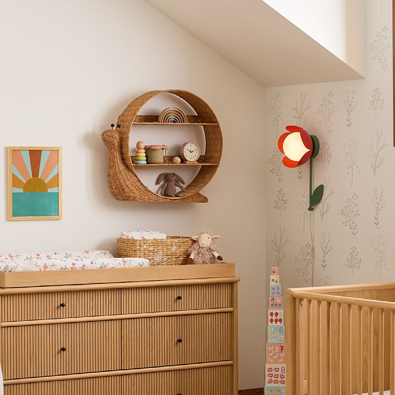 Nórdico viento de caña tejido pared colgante estante de pared colgante caracol tipo decoración de almacenamiento y acabado marco de acabado de hogar cesta de almacenamiento