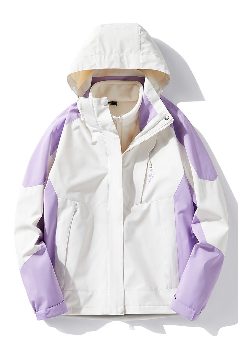 Chaqueta Impermeable de Exterior de Poliéster, Impermeable, Capucha desmontable, para Actividades al Aire Libre
