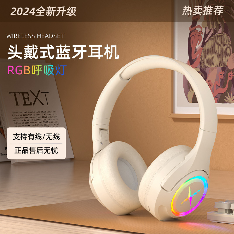 Cross-Border Bluetooth Headset, Head-Mounted, Wireless, Card-Pluggable, Noise-Cancelling, E-Sports Game, Ultra-Long Battery Life, Luminous Factory Customization Cross-Border Bluetooth Headset, Head-Mounted, Wireless, Card-Pluggable, Noise-Cancelling, E-Sports Game, Ultra-Long Battery Life, Luminous Factory Customization