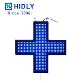 蓝色LED药房标识24寸LED药房标识半户外十字标识牌