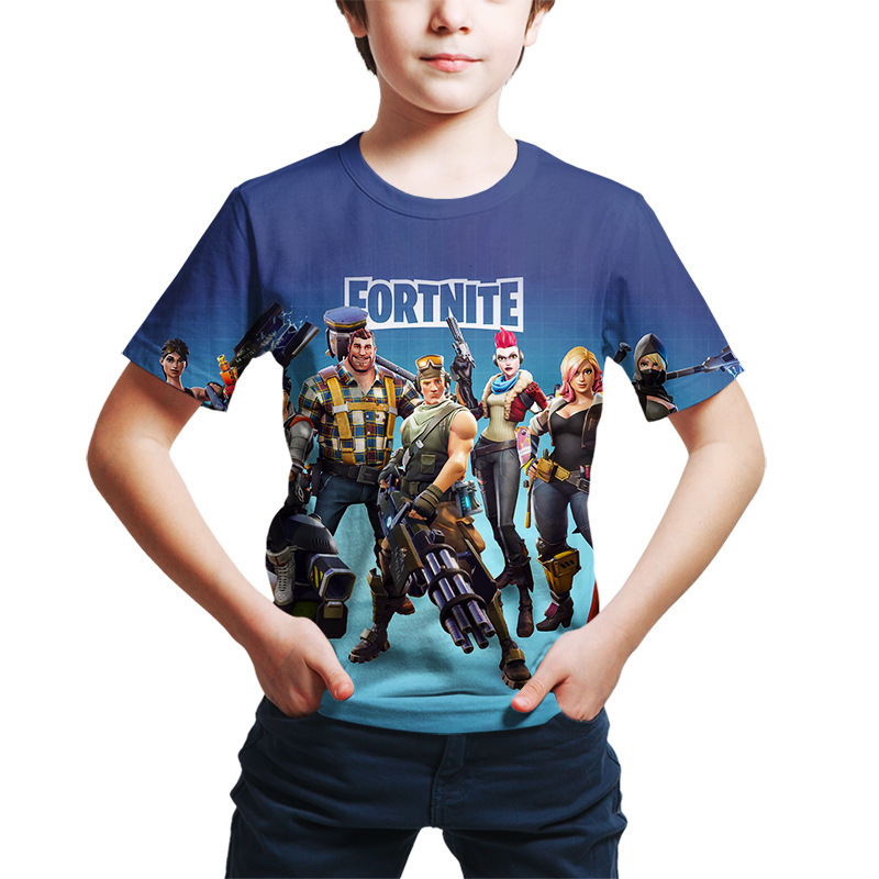 2022 New Amazon New Foreign Trade Casual 3D Printed Fortnite Anime Series Printed Children's T-Shirt
