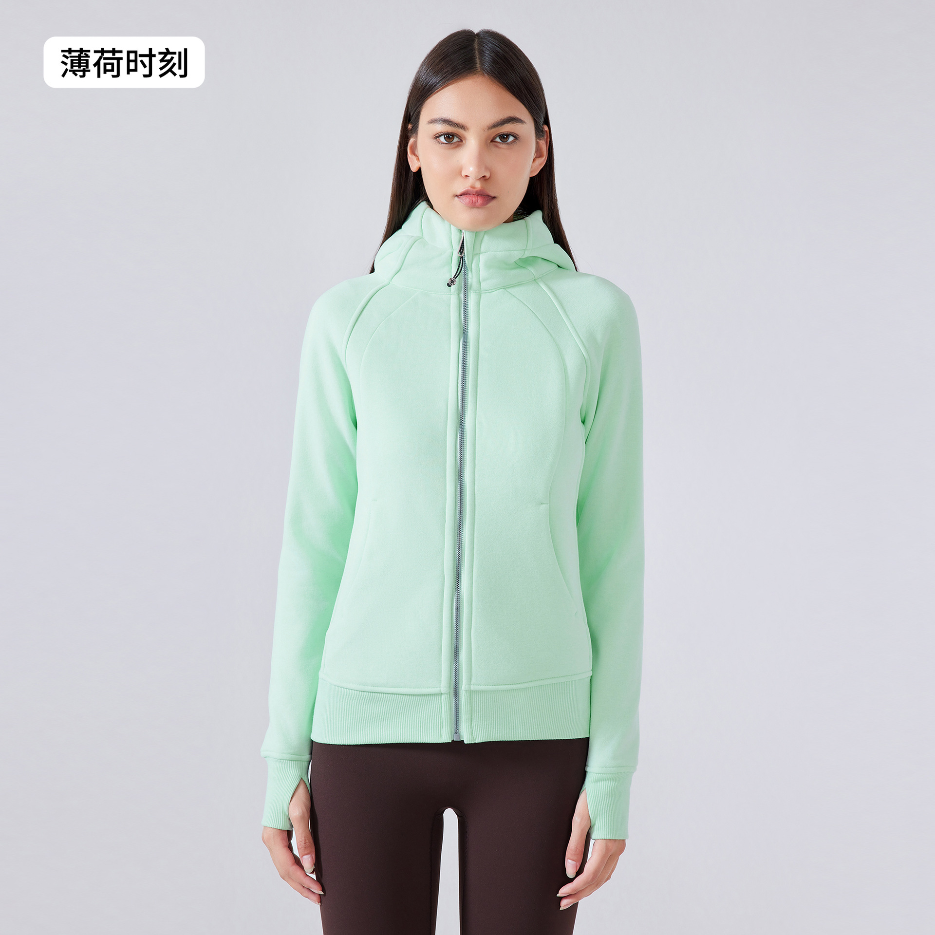 秋冬の新スタイルベルベットフード付きジッパースポーツジャケット女性のカジュアルアウトドアフィットネスヨガ服 DJ028 ソフト