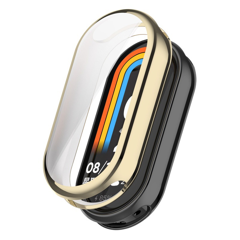 Funda protectora de TPU galvanizada todo incluido, adecuada para Xiaomi Mi Band 9 y 10, versión Mi Band 8 con NFC, cubierta protectora de goma suave.