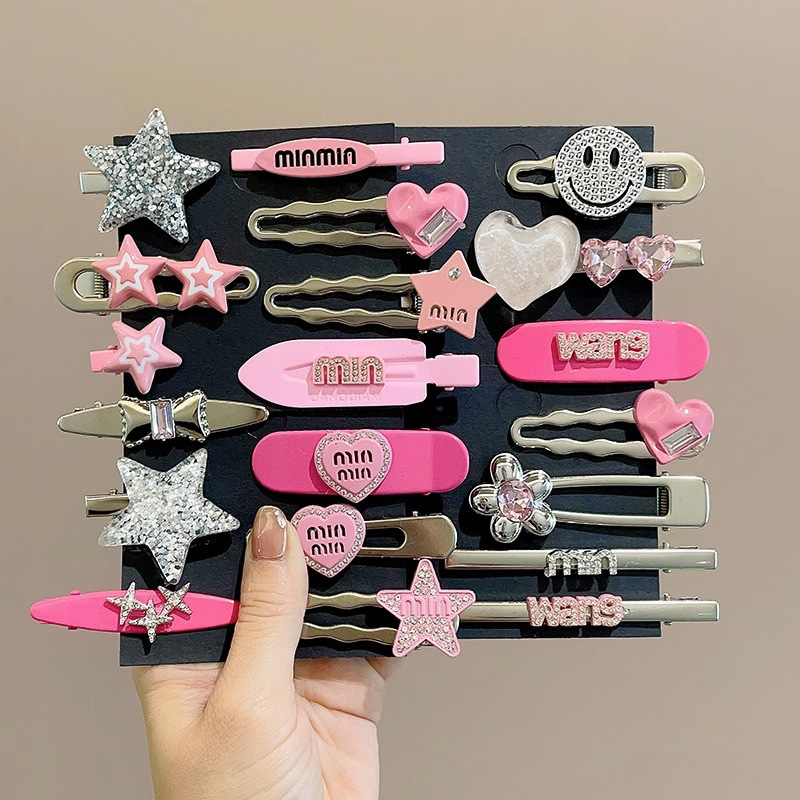 Estrella horquilla hembra de alto grado dulce viento fresco dopamina duckbill clip frente lado flequillos clip de pelo horquilla tocado