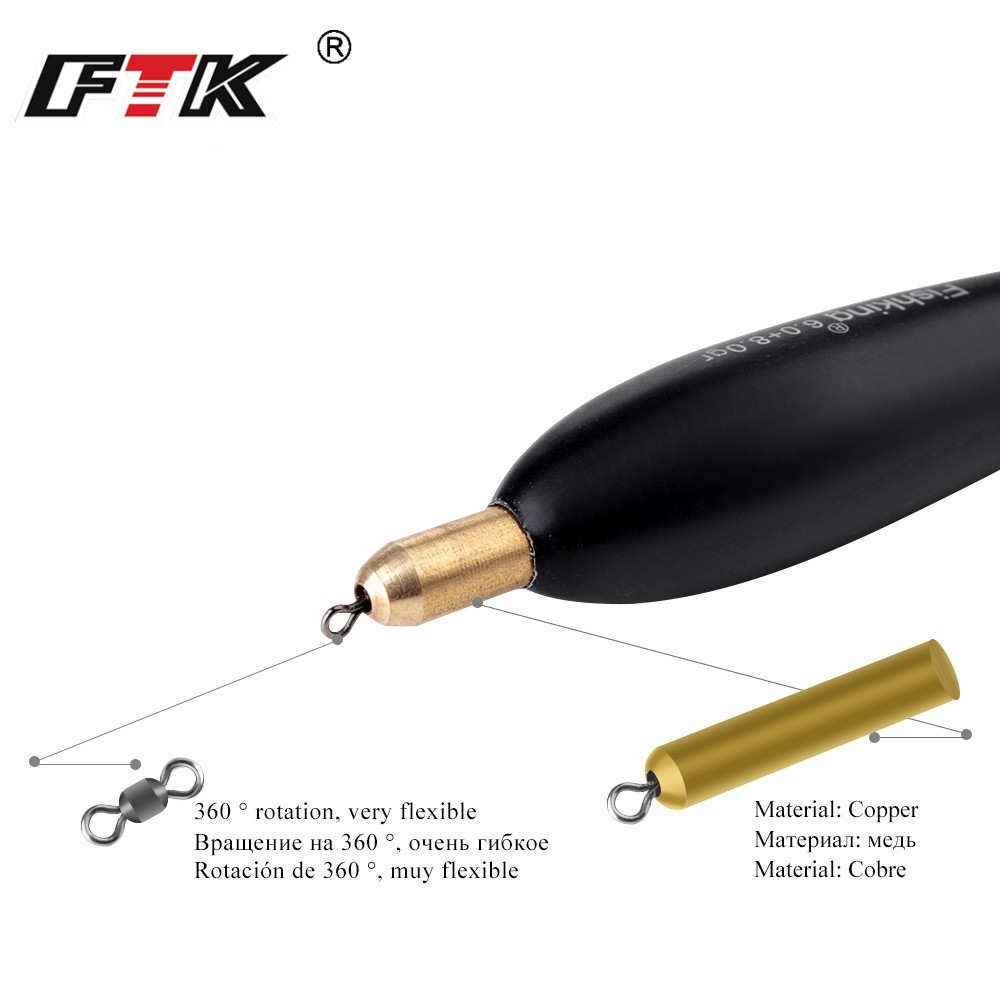 Flotadores de pesca Fishking para pesca en roca, cabeza de cobre con plomada, madera de abeto, gran flotabilidad, engrosados, juego de cuatro, venta al por mayor.