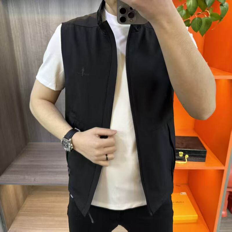 1955 New Style Men's Business Casual Versatile Stand-Collar Vest Slim Fit Light Luxury Softshell Gilet Jacket Outerwear Top