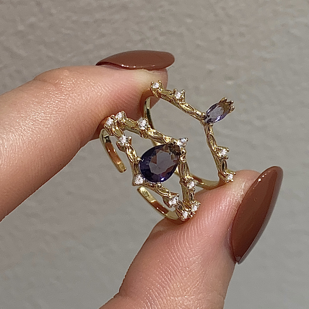 5g Weight Gold Plated Plating Material Zircon Inlay Material Classic Style Round Copper Plating Inlay Zircon Gold Plated Open Rings