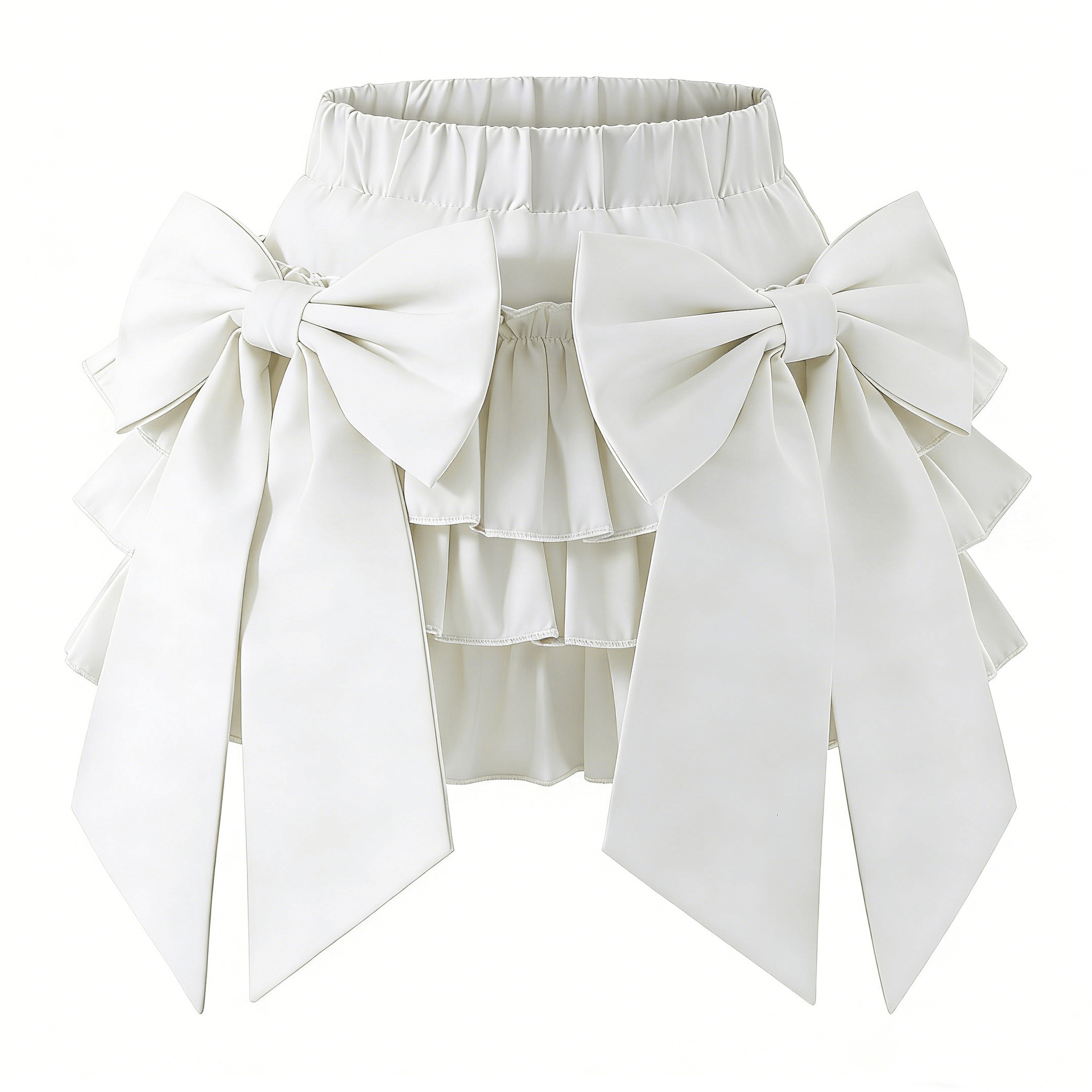 Big bow pile skirt [white] / Height 110cm
