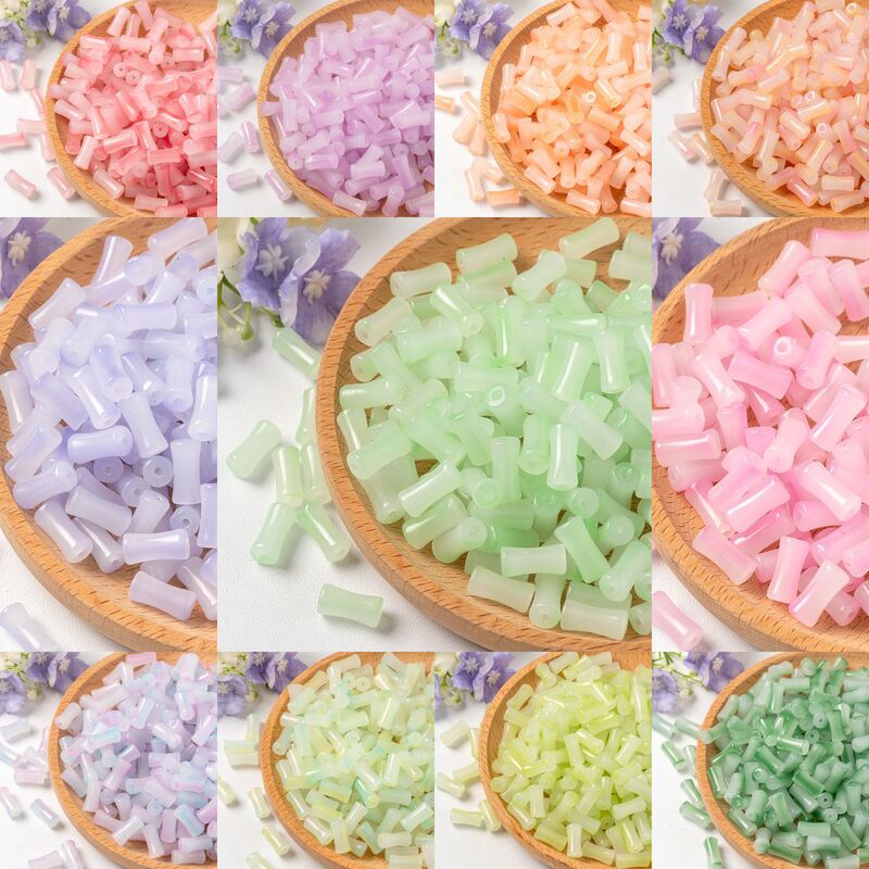 6x 12mm Gradient Bamboo Glaze Beads Bracelet Two-color Antique Feeling Beads Handmade DIY Jewelry Accessories