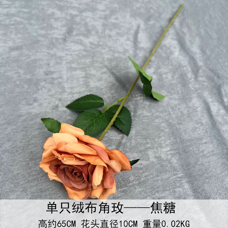 Artificial Rosa sola franela Rosa flor artificial boda decoración del hotel decoración del hogar arreglo de flores flor artificial Rose