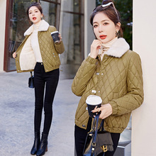 2025秋冬新款绵羊皮皮衣女短款小个子加绒加厚菱格棉衣夹棉外套棉