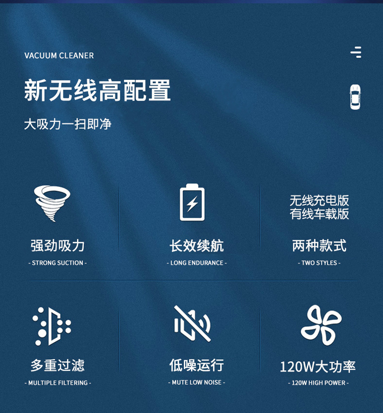 Car Vacuum Cleaner Portable Wireless Charging Household High-Power Handheld Vacuum Cleaner Manufacturer Gift