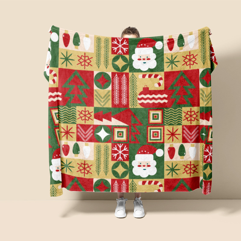 Navidad europea impresión digital franela mantas sofá suave mantas cálidas grandes cómodas al por mayor