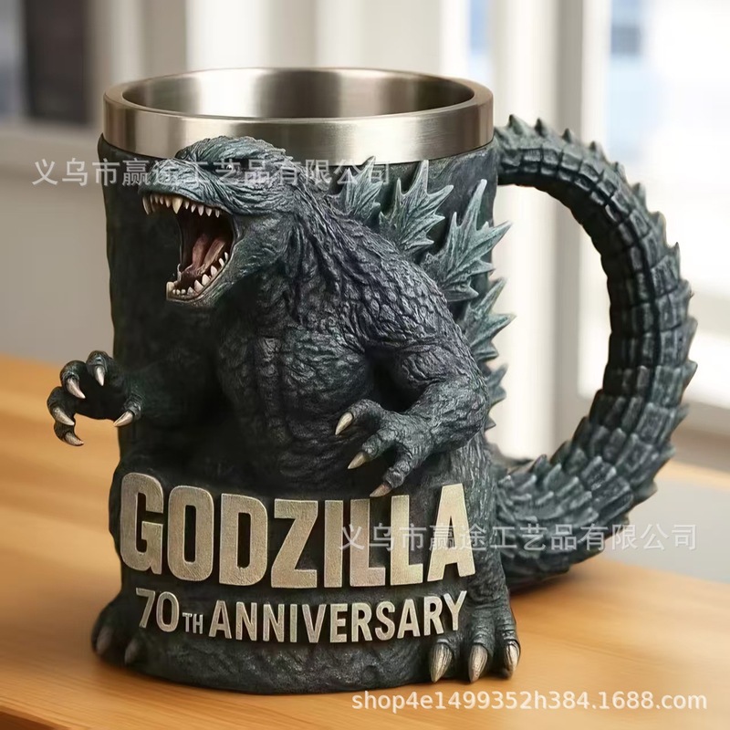 跨境新品哥斯拉马克杯树脂工艺品万圣节创意桌面摆件高级感小众|undefined