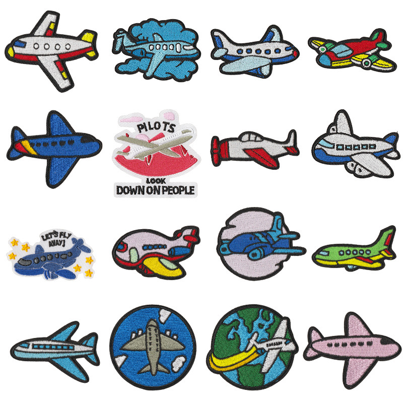 New In-Stock Embroidered Iron-On Patches Cartoon Airplane Series DIY Shoes Clothes Accessories Decorative Garment Accessories