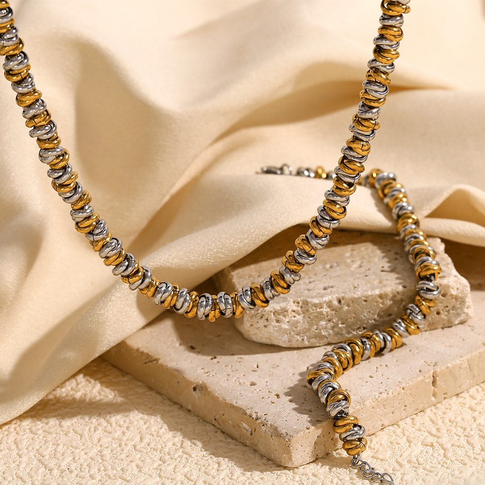 Plated 18K Gold Stainless Steel Necklace Bracelet