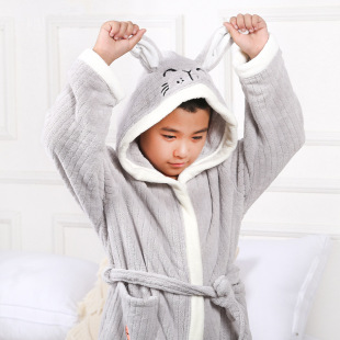 Coral fleece children bathrobe home children cartoon hooded bath towel soft absorbent bath towel factory wholesale