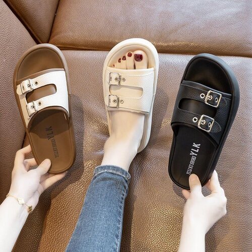 Thick-soled women's summer outdoor sandals 2025 new style, feel like stepping on the soft ground, flat beach sandals for outdoor leisure, one-piece open-toe sandals