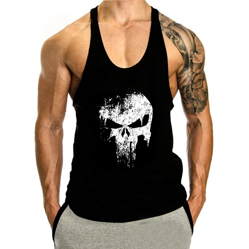 Gym Muscle Sports Running Fitness Training Thin Strap Men's Cotton Loose Fashionable Bodybuilding Sleeveless I-shaped Vest