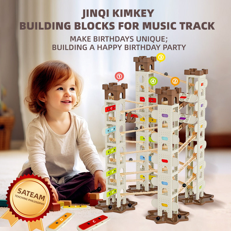 Nuevo producto Música Composición Pista de bolas Pista de bricolaje para niños Construcción de bloques de construcción Pista de música Bola Juguetes educativos