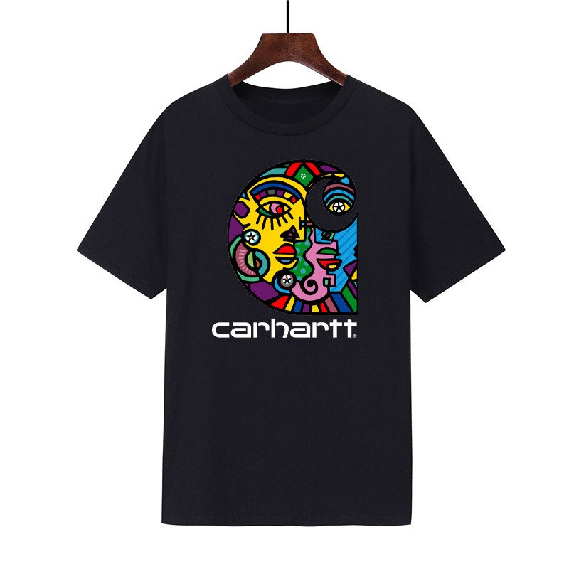 2021 Cross-Border New Summer Carhartt Kraft Heat Transfer Cotton T-Shirt Trendyy Cultural Shirt Men's and Women's Short-Sleeved T-Shirt