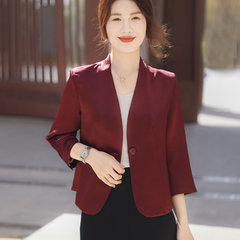 气质日常职场修身简约新款春夏季缎面小西装女轻薄透气百搭上衣潮