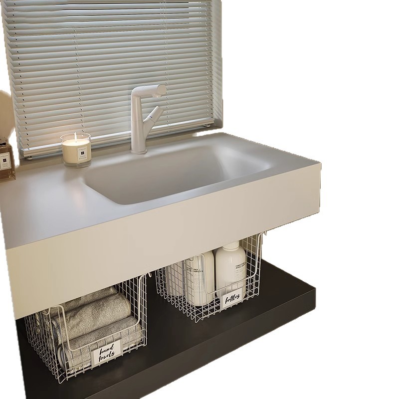 Tablero de roca doblado en caliente, lavabo integrado de cerámica sin costuras, combinación de mueble de baño, tocador moderno, armario de lavado de manos y lavabo