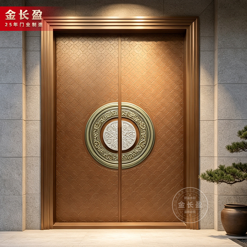 Exquisitely carved cast aluminum entrance door for self-built homes, single or double doors, in stock at a fixed price, home-use anti-theft cast aluminum door