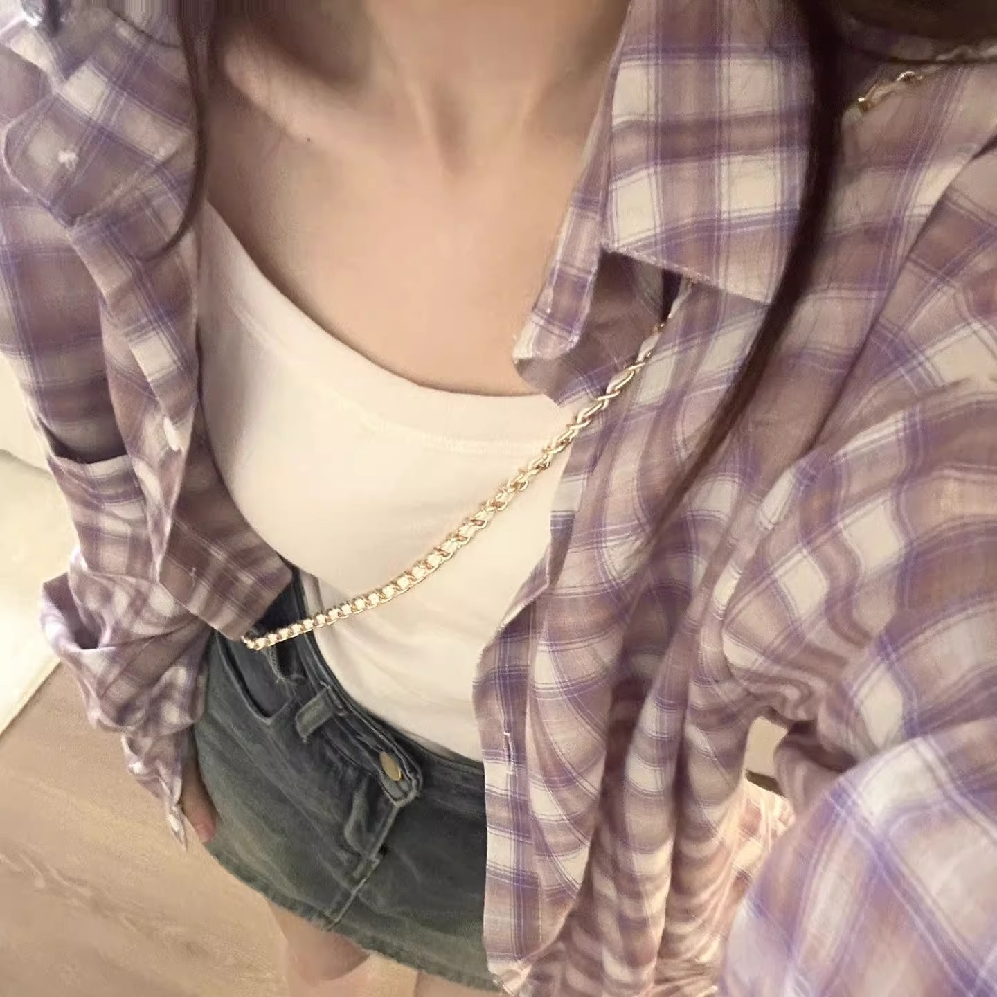 粉色格子衬衫女春夏防晒衬衣宽松洋气减龄上衣薄外套巴胺盐系女装