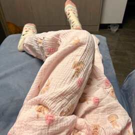 粉色韩版少女可爱小兔ins甜美松紧腰舒适棉纱少女睡裤女2025春季