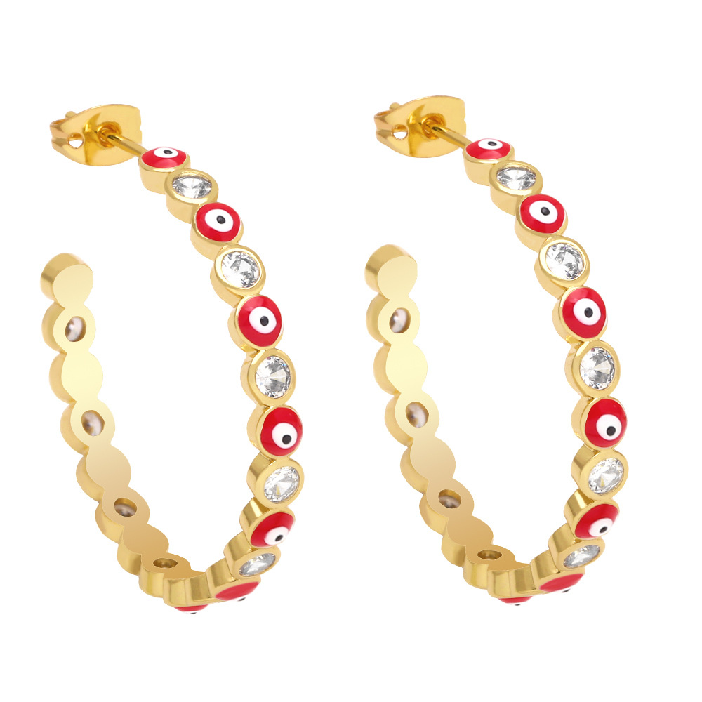 2022 New Fashion Simple Devil Eye Metal Earrings Wholesale
