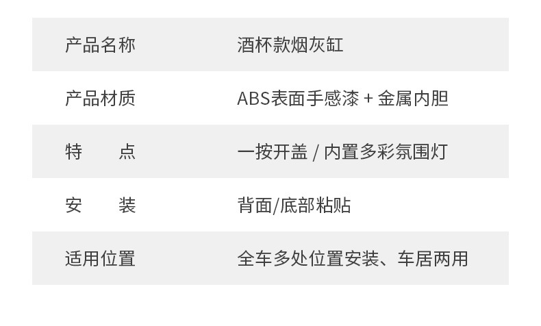New High-End Ashtray for Car Dashboard, Special Ashtray for Car Center Console, Creative Adhesive Ashtray with Light