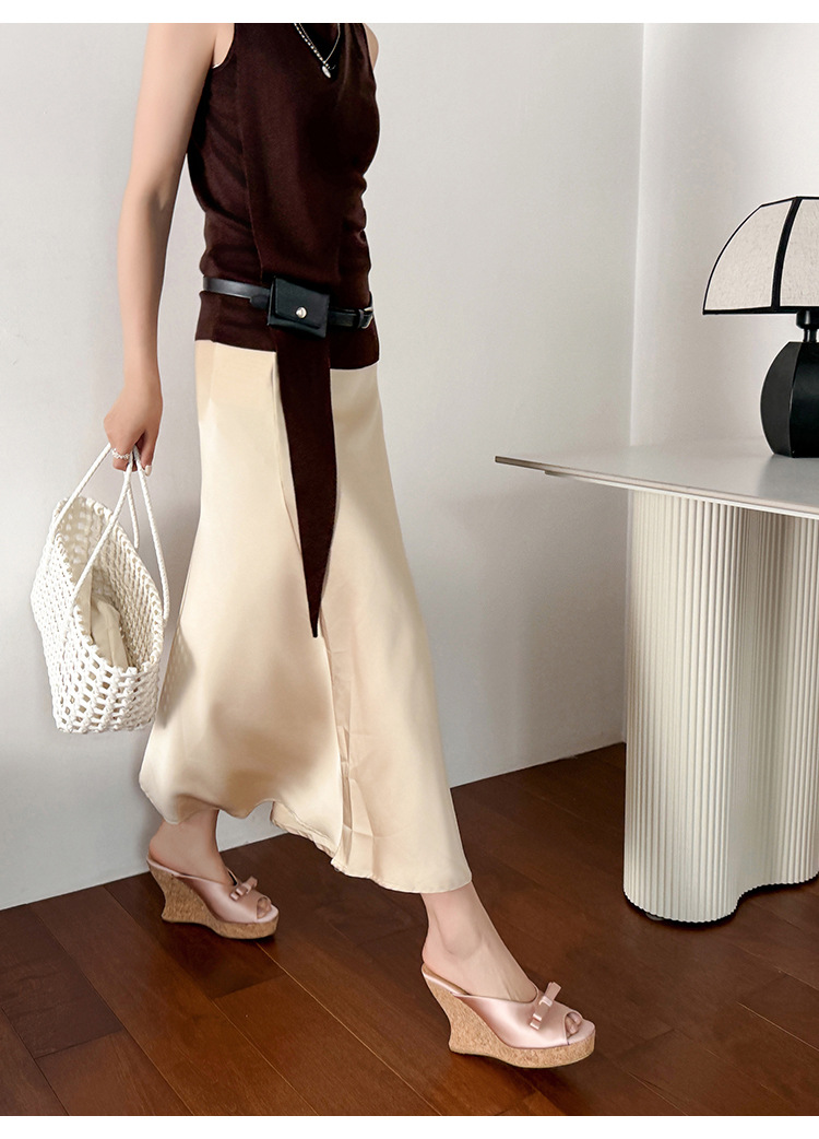 Sandal cao gót nữ mũi cá hở ngón, đế xuồng dày, nơ bướm, gót siêu cao 12 cm — Kẻ đỏ, Hồng sâm panh chi tiết 21