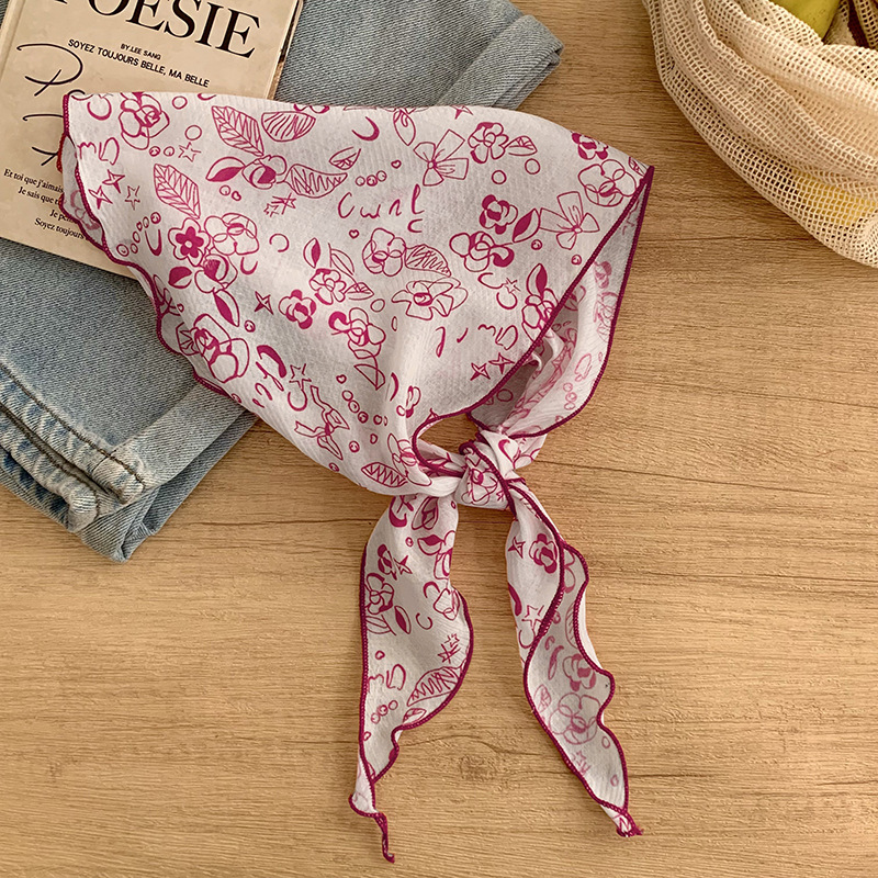Bufanda de seda nuevo estilo protector para el cuello bufanda para el cuello pequeño y fresco pañuelo floral a cuadros cinturón para el cabello para atar el cabello bufanda triangular multiusos para atar la cintura