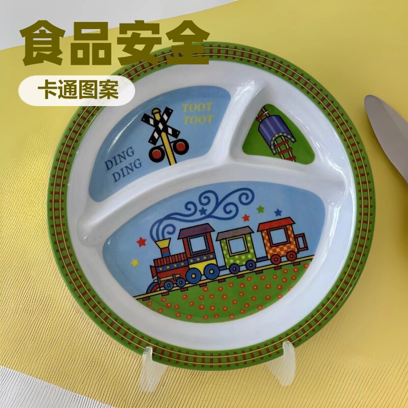 Food Grade Teddy Bear Mickey Mouse Cute Kidsren's 3 Grids Plate Custom Pattern Logo Kidsren's A5 Melamine Divided Plate