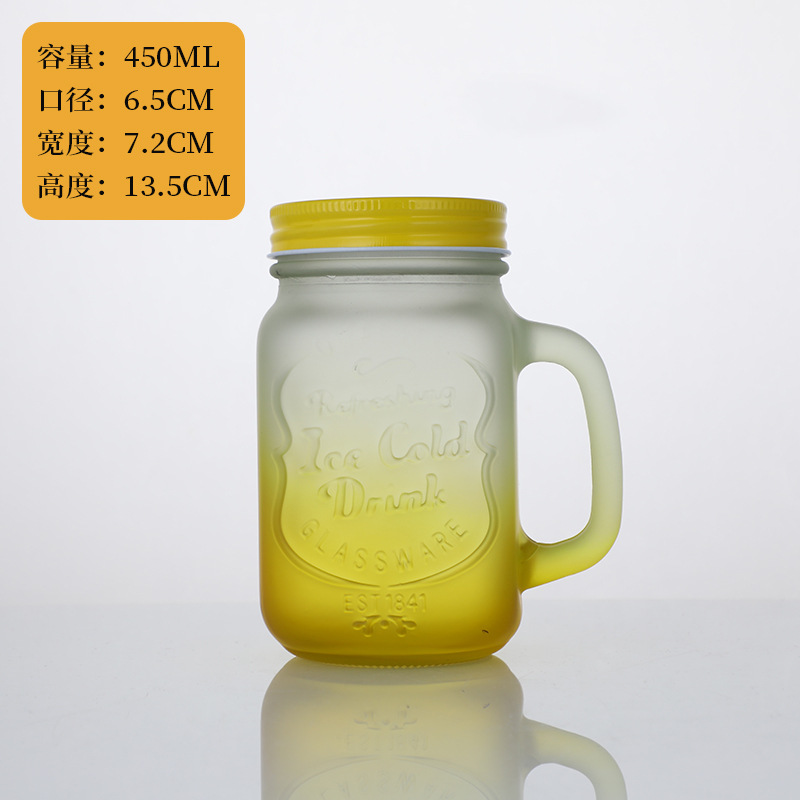 Tazas Mason con mangas de paja tazas de jugo creativas tazas de agua de vidrio de arena de color gradiente