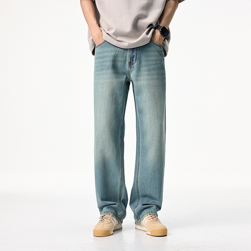 American Style Summer Thin Lyocell Jeans Men's Ice cleanfit Loose Straight Casual Pants