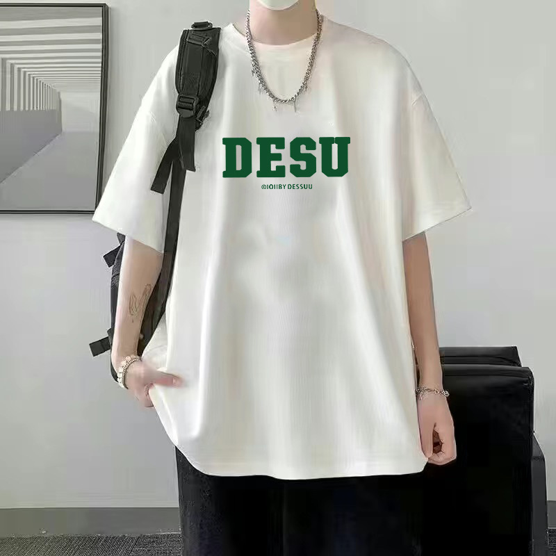 Verano nuevo estilo de seda de hielo tendencia camiseta suelta estilo de Hong Kong impresión cuello redondo camiseta de manga corta tendencia femenina todo fósforo camiseta fría