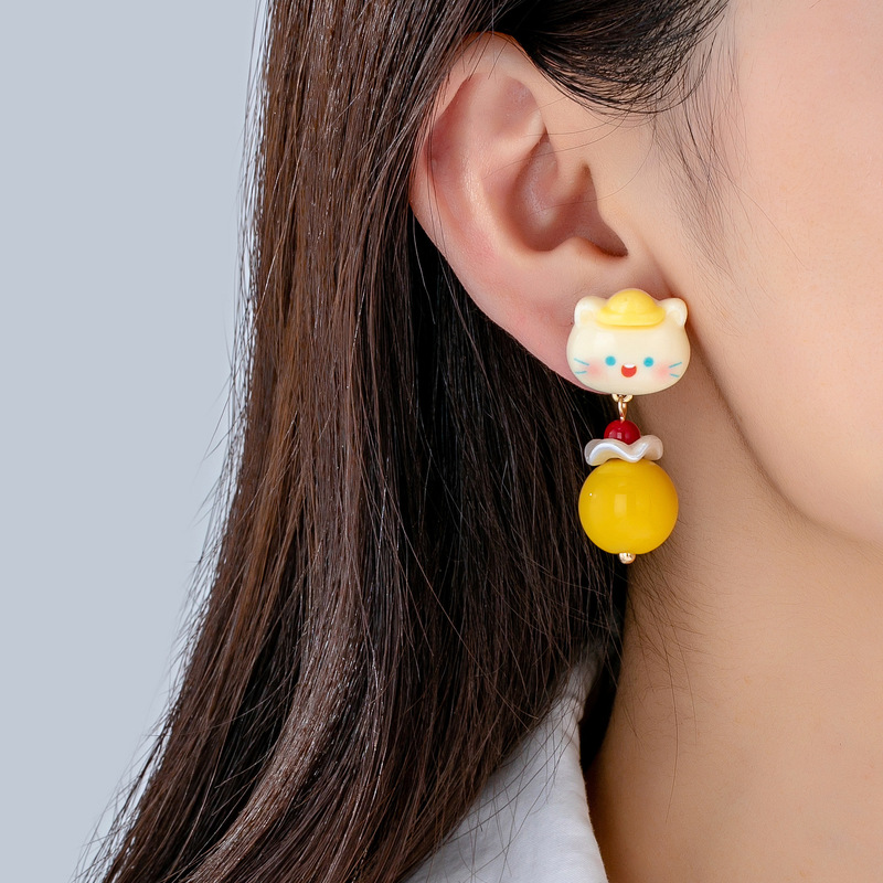 Pink-Original Design Simple Elegant Ins Harajuku Pink Lightning Cute Girl 925 Silver Needle Ear Clip Stylish