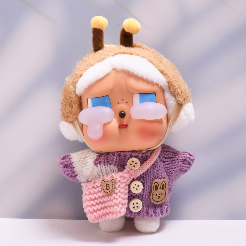 仅娃衣】哭娃眼泪工厂搪胶脸毛绒盲盒玩偶CRYBABY纽扣毛衣娃衣服|undefined