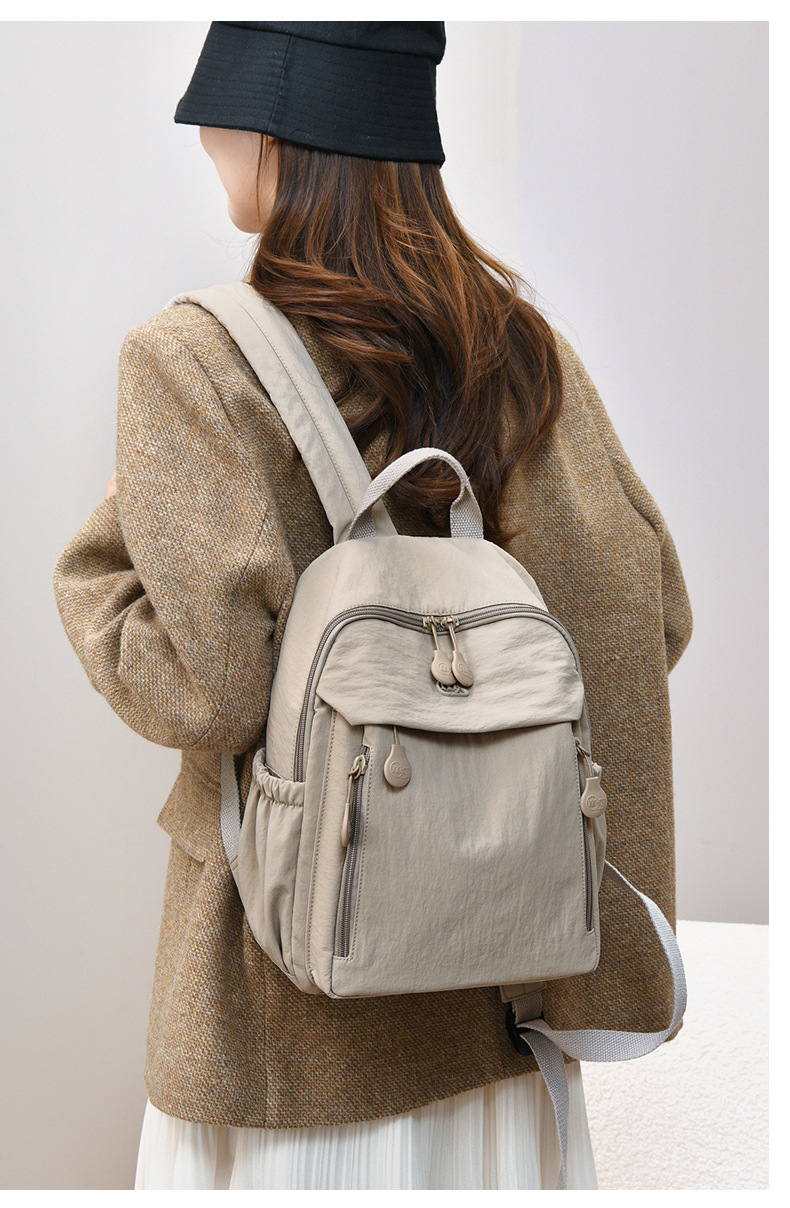High-Quality Women's Backpack 2026 New Style Female Dual-Strap Backpack Casual Multi-Pocket Travel School Bag Simple Lightweight Nylon