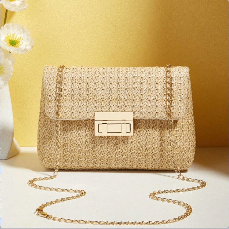Dropshipping Fashionable Straw Double-Ended Lock Shoulder Bag 2025 New Trendyy Versatile Korean Style Simple Small Square Bag Dropshipping Fashionable Straw Double-Ended Lock Shoulder Bag 2025 New Trendyy Versatile Korean Style Simple Small Square Bag