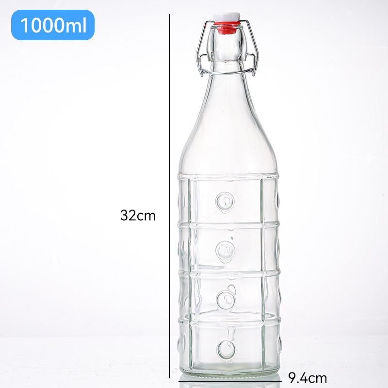 Botella de vino de cierre de vidrio transparente botella de cerveza de enzima botella de vino de hielo botella vacía de vidrio sellado botella de cerveza