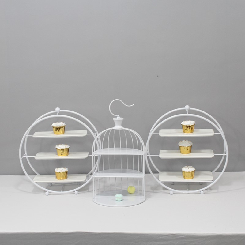 Té de la tarde de estilo europeo de tres capas de merienda de pie pausa de té de comida fría mesa de postre moderno hotel vajilla Buffet soporte de exhibición image 14