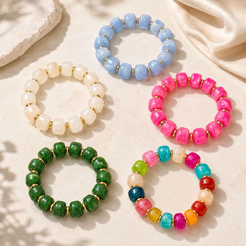European and American cross-border resin beaded bracelet, fashionable and unique, colorful dopamine style, simple casual vacation style bracelet for women European and American cross-border resin beaded bracelet, fashionable and unique, colorful dopamine style, simple casual vacation style bracelet for women