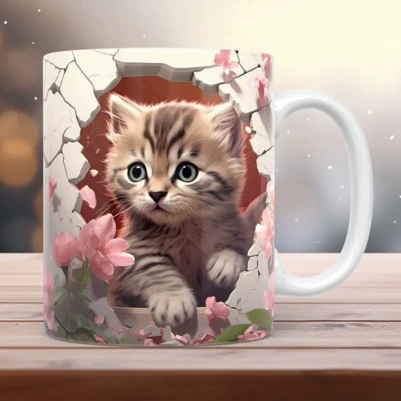 Граница внешняя торговля 3D самолет цветной кот Кат Котенок швейная машинка керамическая кофейная