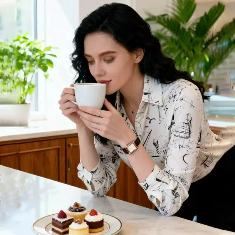 跨境外贸款素描印花女式衬衫春秋款复古印花上衣时尚衬衫现货批发