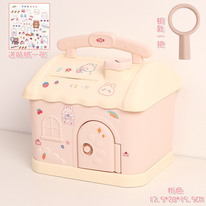 La caja de ahorro de la casa pequeña en 2022 nuevo solo puede entrar y salir de la caja de ahorro de la red con cerradura lindo para hombres y mujeres