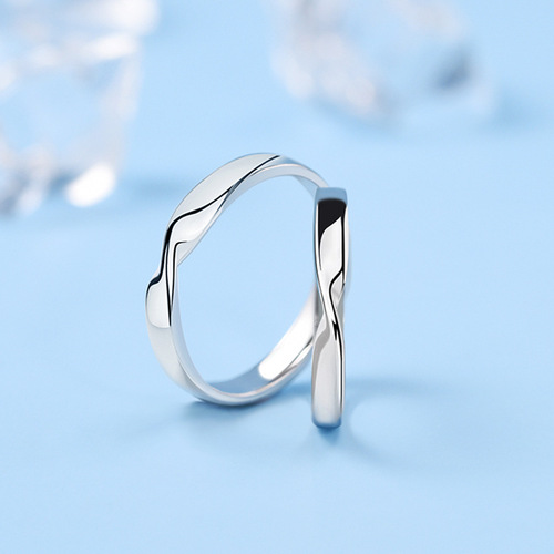 Möbius ring couple's ring sterling silver pair ins niche design simple opening adjustable ring